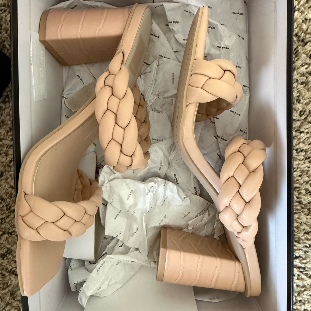 Dolce Vita Braided Double-Strap Block Heel Mule - Beige - Picture 4 of 5